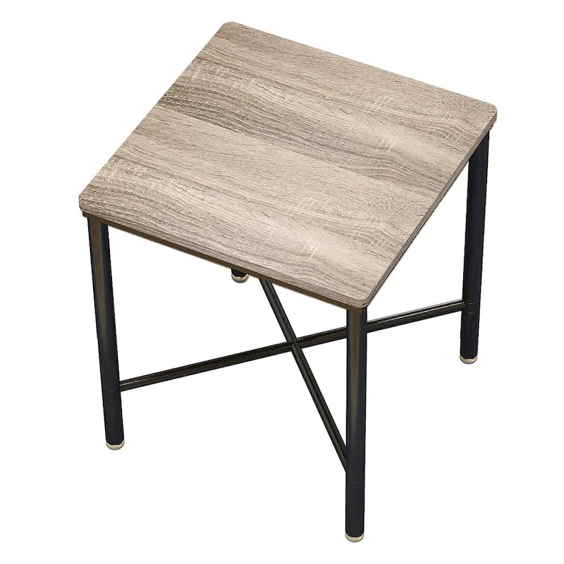 Table d'appoint carrée avec plateau en bois brun et piètement en métal noir pour 1 personne – 48 x 48 x 51 cm (H)