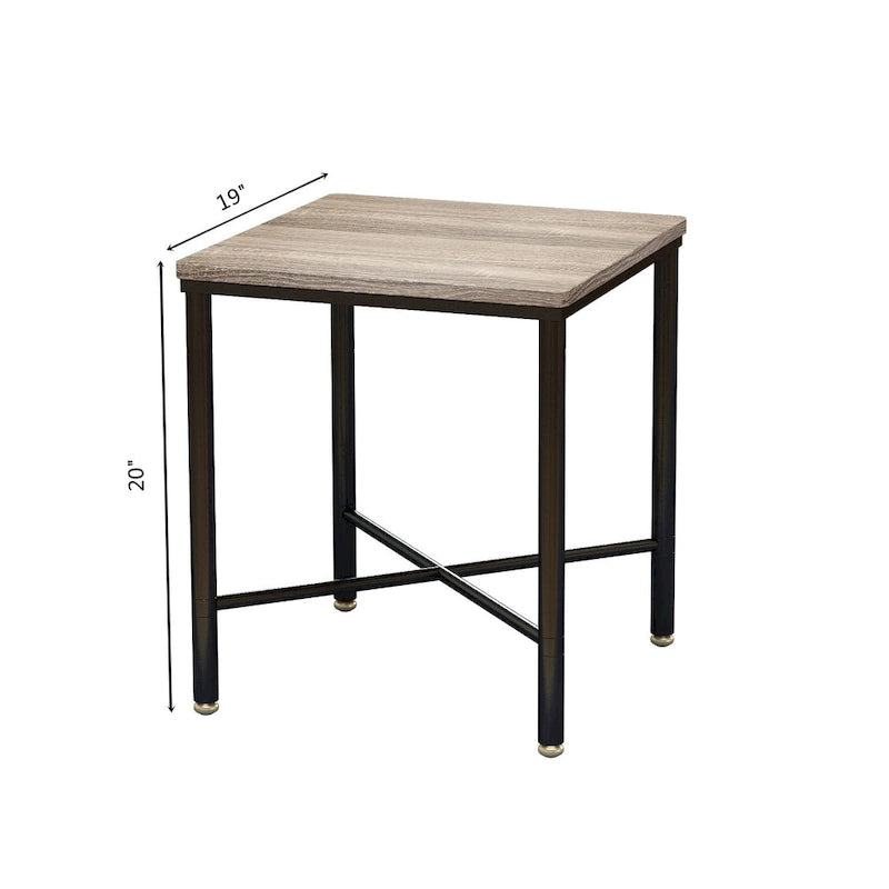 Table d'appoint carrée avec plateau en bois brun et piètement en métal noir pour 1 personne – 48 x 48 x 51 cm (H)