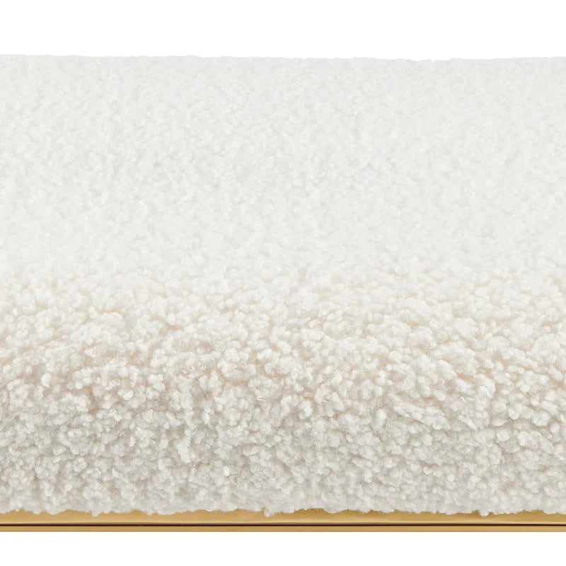 Banc ovale en similicuir beige avec étagères de rangement – 1 personne