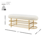 Banc ovale en similicuir beige avec étagères de rangement – 1 personne