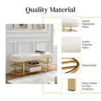Banc ovale en similicuir beige avec étagères de rangement – 1 personne