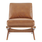 Fauteuil d'appoint Mid-Century, chocolat Bornéo / beige palladien, similicuir et bouclette, siège simple