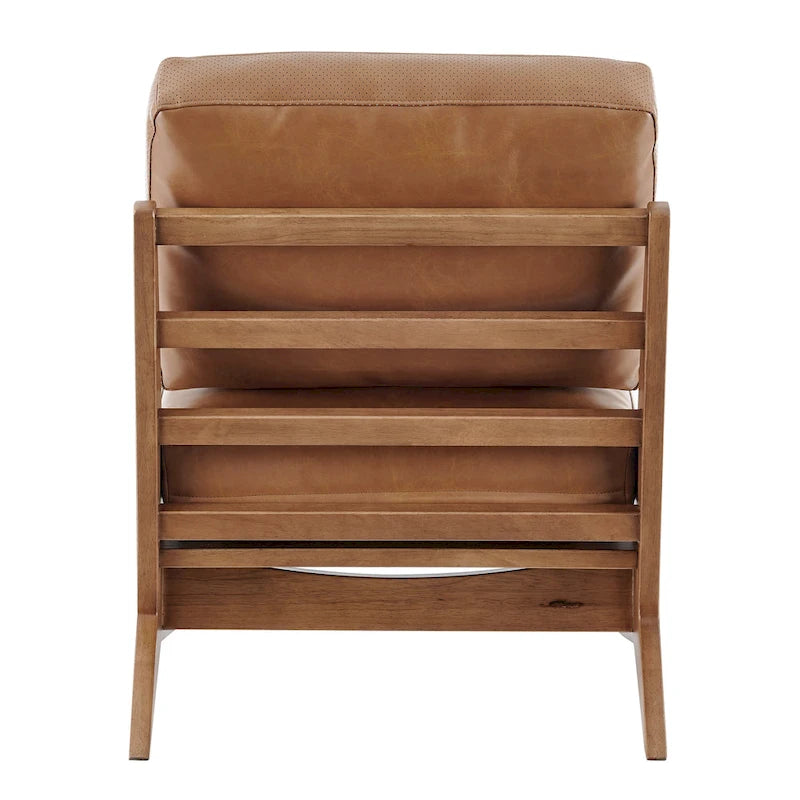 Fauteuil d'appoint Mid-Century, chocolat Bornéo / beige palladien, similicuir et bouclette, siège simple