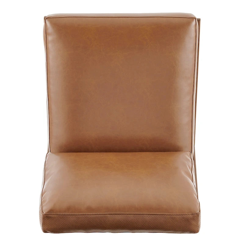 Fauteuil d'appoint Mid-Century, chocolat Bornéo / beige palladien, similicuir et bouclette, siège simple