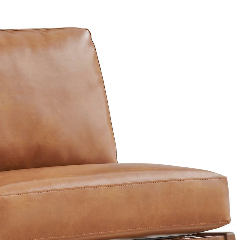 Fauteuil d'appoint Mid-Century, chocolat Bornéo / beige palladien, similicuir et bouclette, siège simple