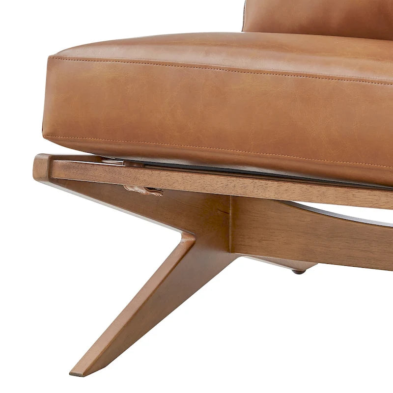 Fauteuil d'appoint Mid-Century, chocolat Bornéo / beige palladien, similicuir et bouclette, siège simple