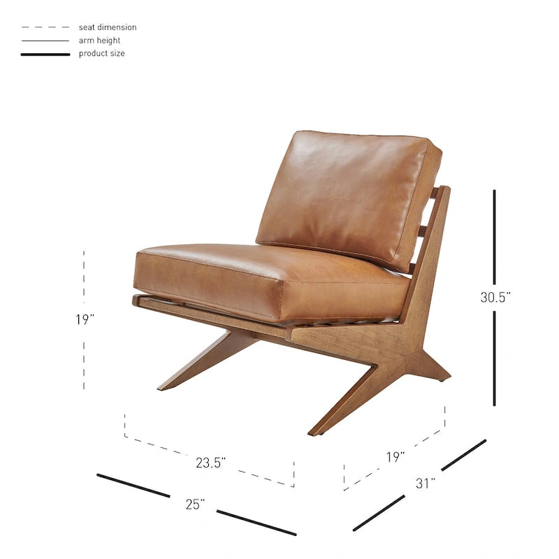Fauteuil d'appoint Mid-Century, chocolat Bornéo / beige palladien, similicuir et bouclette, siège simple