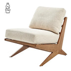 Fauteuil d'appoint Mid-Century, chocolat Bornéo / beige palladien, similicuir et bouclette, siège simple