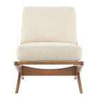 Fauteuil d'appoint Mid-Century, chocolat Bornéo / beige palladien, similicuir et bouclette, siège simple