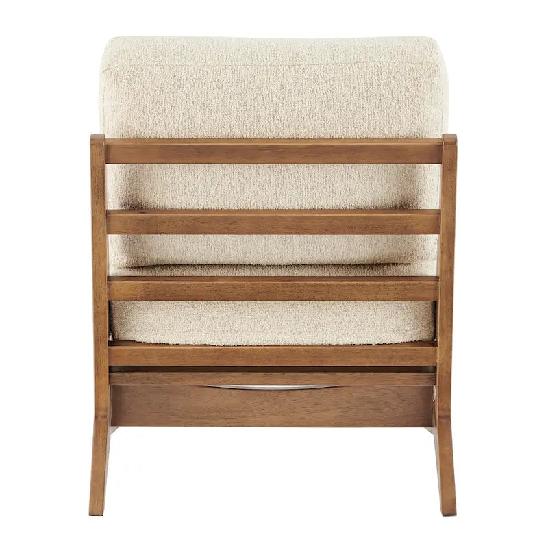 Fauteuil d'appoint Mid-Century, chocolat Bornéo / beige palladien, similicuir et bouclette, siège simple