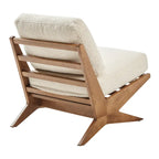 Fauteuil d'appoint Mid-Century, chocolat Bornéo / beige palladien, similicuir et bouclette, siège simple