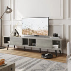 Meuble TV pour téléviseurs jusqu'à 75 pouces avec meuble TV en bois massif de style Mid-century - 70 pouces