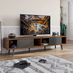 Meuble TV pour téléviseurs jusqu'à 75 pouces avec meuble TV en bois massif de style Mid-century - 70 pouces
