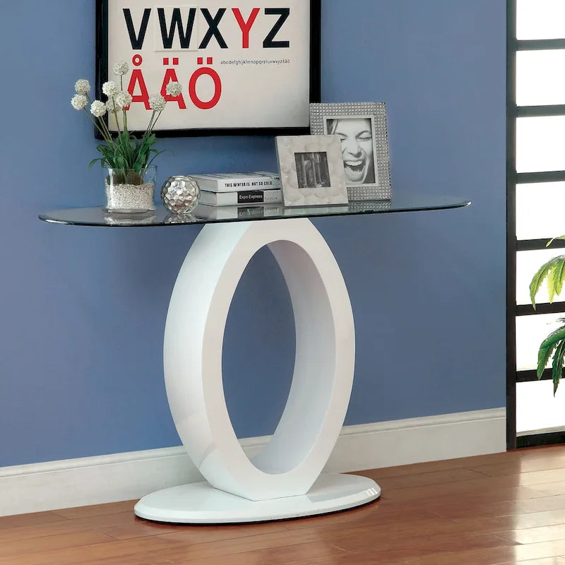 Table basse en forme de O avec base brillante noire/blanche, assemblage par 1 personne