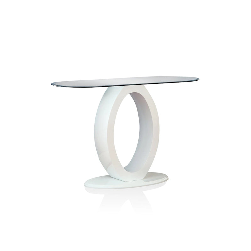 Table basse en forme de O avec base brillante noire/blanche, assemblage par 1 personne