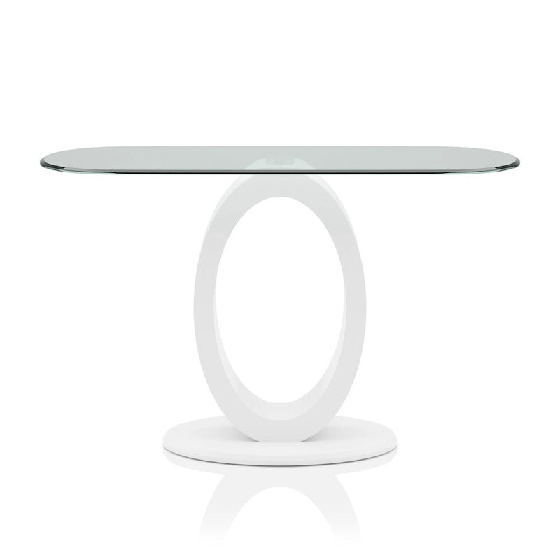 Table basse en forme de O avec base brillante noire/blanche, assemblage par 1 personne