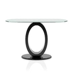 Table basse en forme de O avec base brillante noire/blanche, assemblage par 1 personne