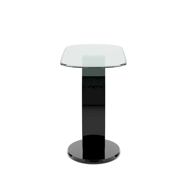 Table basse en forme de O avec base brillante noire/blanche, assemblage par 1 personne