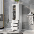 Meuble de rangement haut de salle de bain avec trois tiroirs blanc