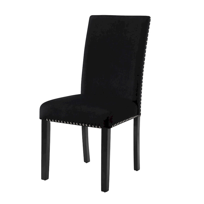 Lot de 2 chaises de salle à manger contemporaines en velours Roundhill Furniture Cobre avec garniture cloutée
