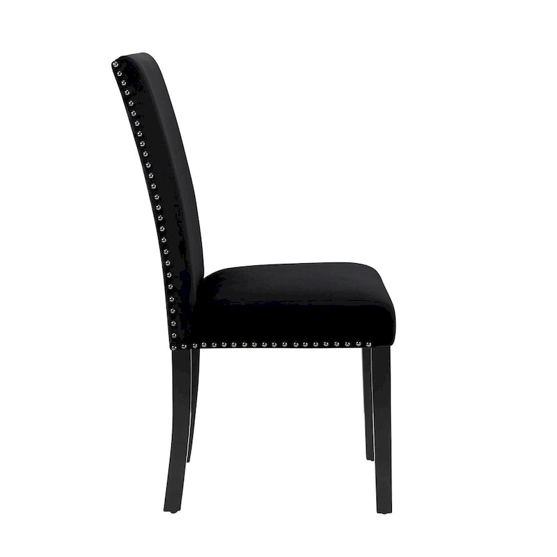 Lot de 2 chaises de salle à manger contemporaines en velours Roundhill Furniture Cobre avec garniture cloutée