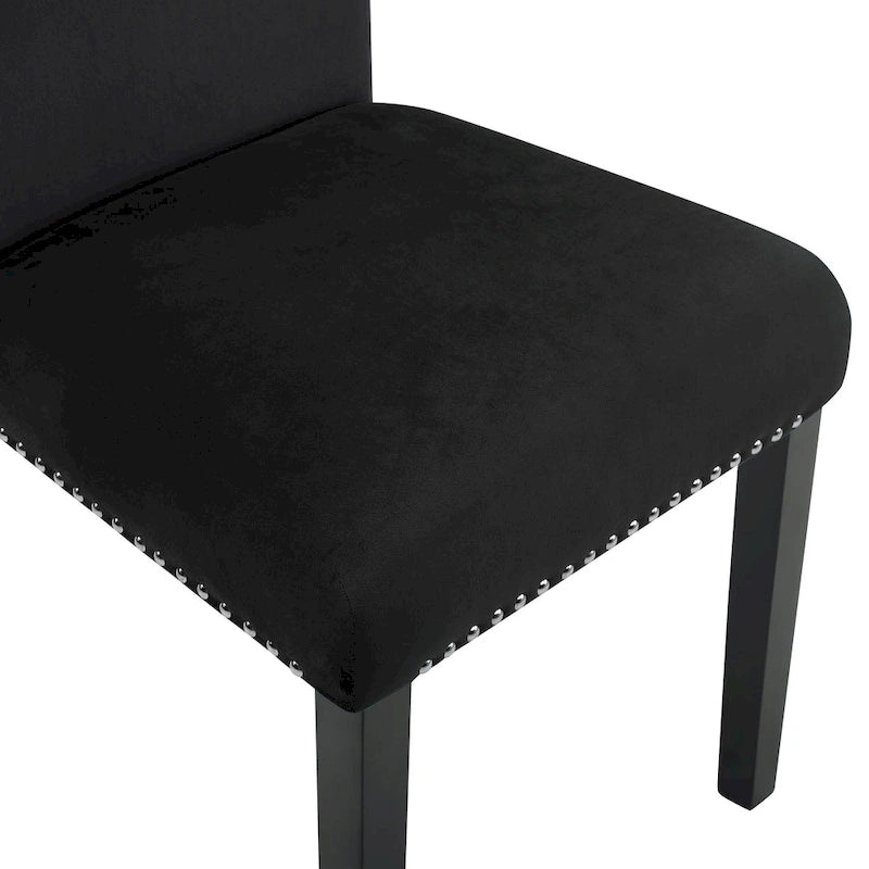 Lot de 2 chaises de salle à manger contemporaines en velours Roundhill Furniture Cobre avec garniture cloutée