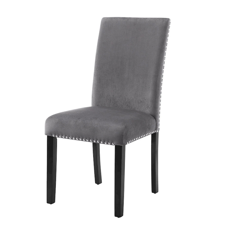 Lot de 2 chaises de salle à manger contemporaines en velours Roundhill Furniture Cobre avec garniture cloutée