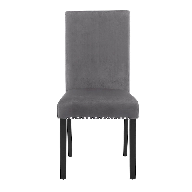 Lot de 2 chaises de salle à manger contemporaines en velours Roundhill Furniture Cobre avec garniture cloutée