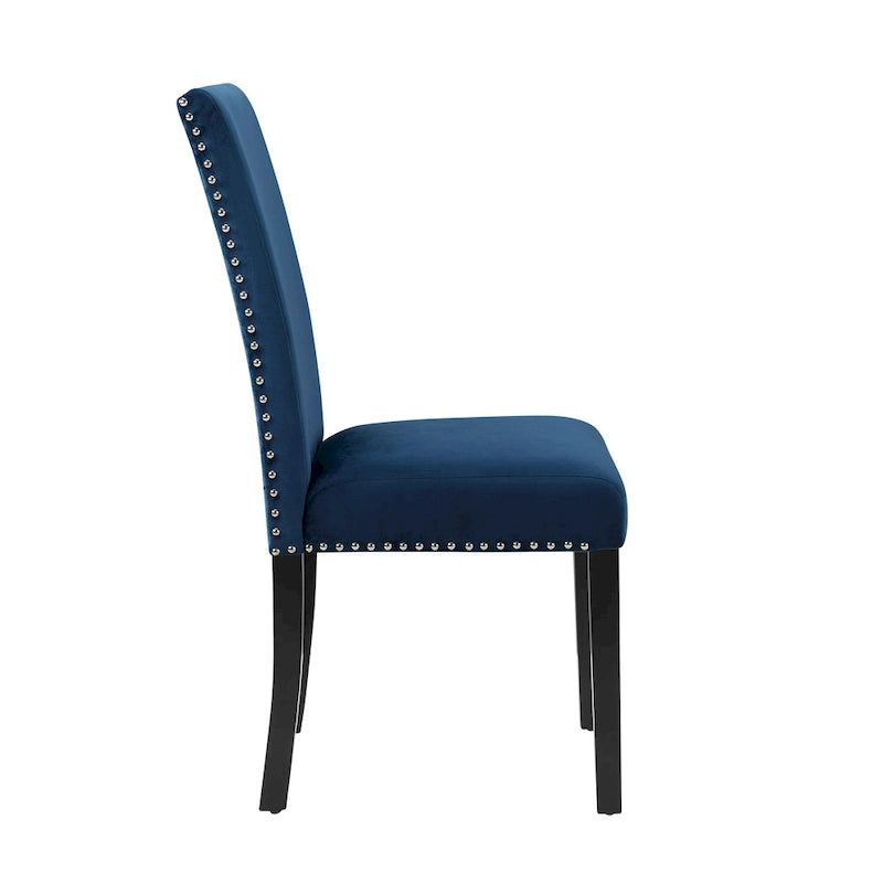 Lot de 2 chaises de salle à manger contemporaines en velours Roundhill Furniture Cobre avec garniture cloutée
