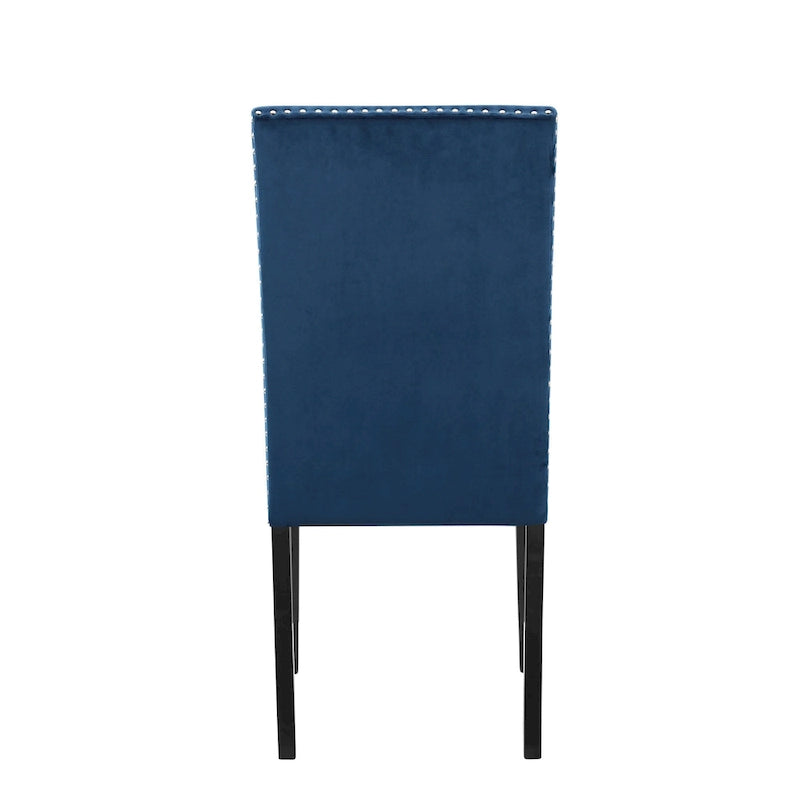 Lot de 2 chaises de salle à manger contemporaines en velours Roundhill Furniture Cobre avec garniture cloutée