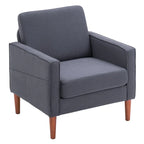 Fauteuil d'appoint individuel – Bleu / Blanc cassé / Gris, Pieds en bois massif
