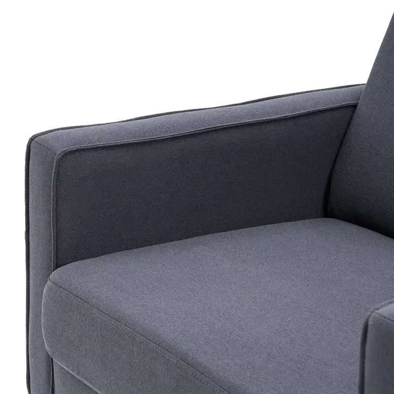 Fauteuil d'appoint individuel – Bleu / Blanc cassé / Gris, Pieds en bois massif