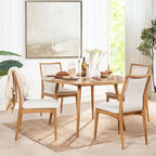 Chaise de salle à manger scandinave rembourrée en bois clair naturel (lot de 2)
