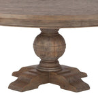 Table à manger ronde gris-brun, 5 places, en teck recyclé