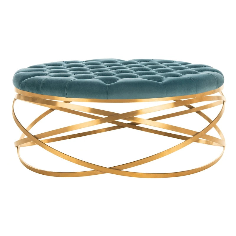 SAFAVIEH Couture Pouf Betta en Velours Capitonnés