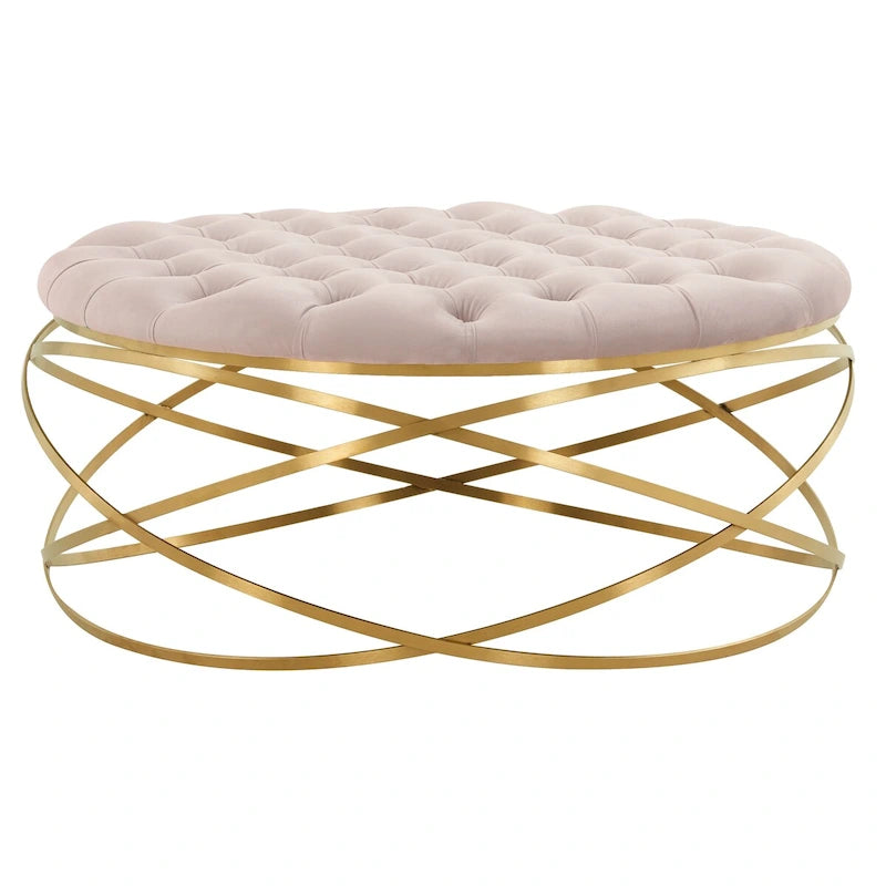 SAFAVIEH Couture Pouf Betta en Velours Capitonnés