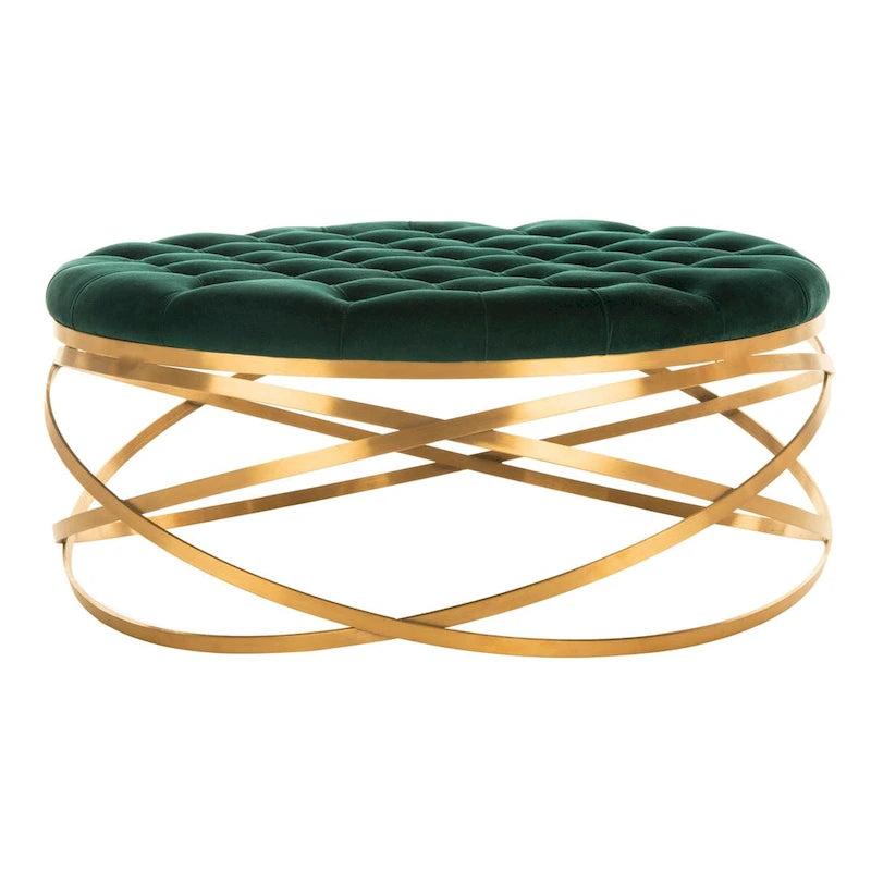 SAFAVIEH Couture Pouf Betta en Velours Capitonnés