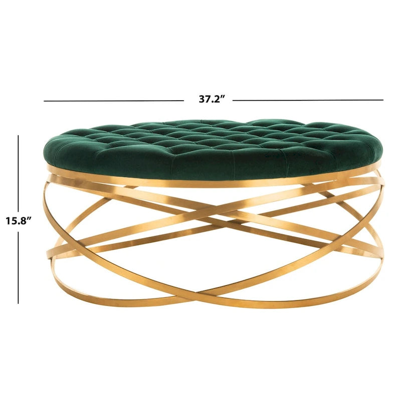SAFAVIEH Couture Pouf Betta en Velours Capitonnés