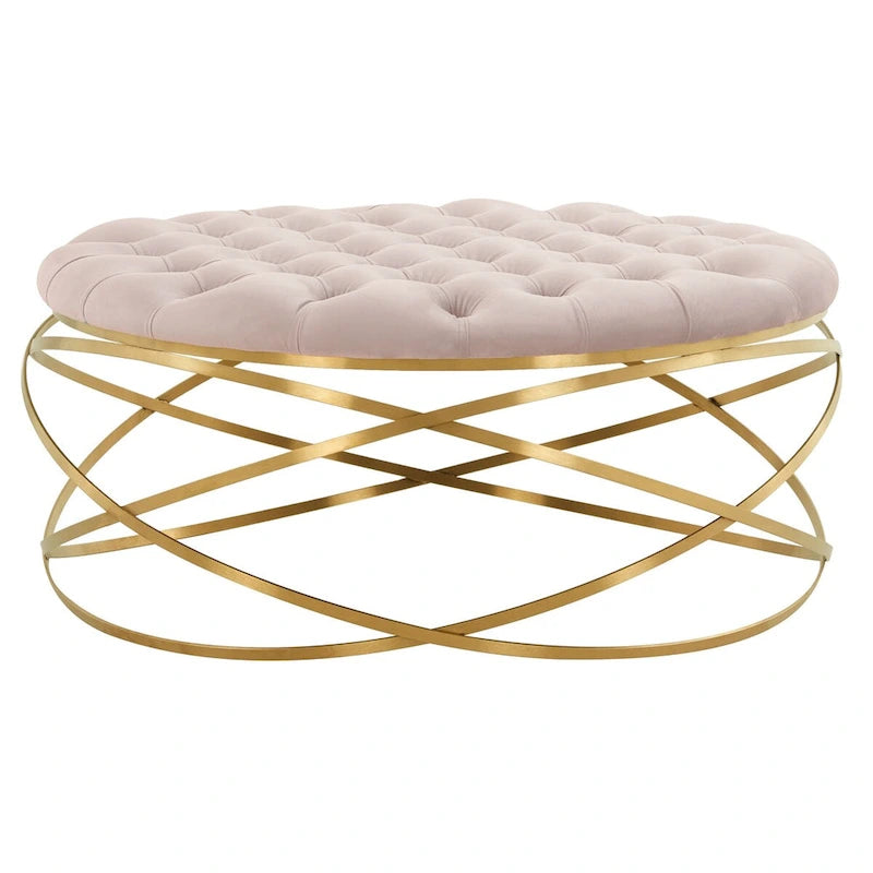 SAFAVIEH Couture Pouf Betta en Velours Capitonnés
