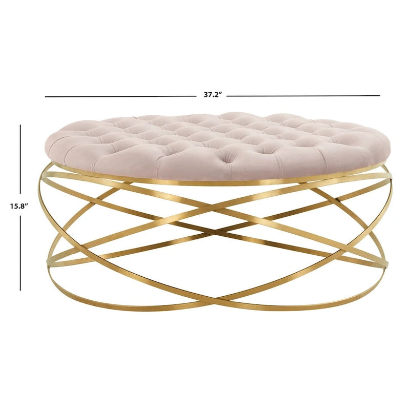 SAFAVIEH Couture Pouf Betta en Velours Capitonnés