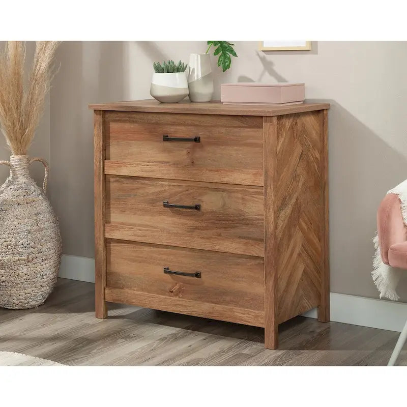 Commode 3 tiroirs Mystic Oak – Panneaux latéraux à chevrons