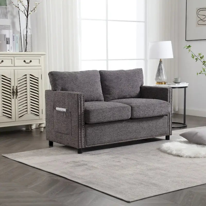 Causeuse moderne en tissu chenille, Canapé 2 places capitonné pour Salon Chambre Appartement