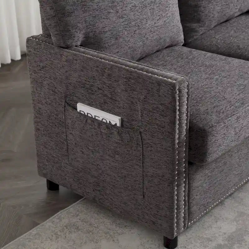 Causeuse moderne en tissu chenille, Canapé 2 places capitonné pour Salon Chambre Appartement