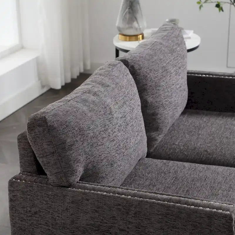 Causeuse moderne en tissu chenille, Canapé 2 places capitonné pour Salon Chambre Appartement