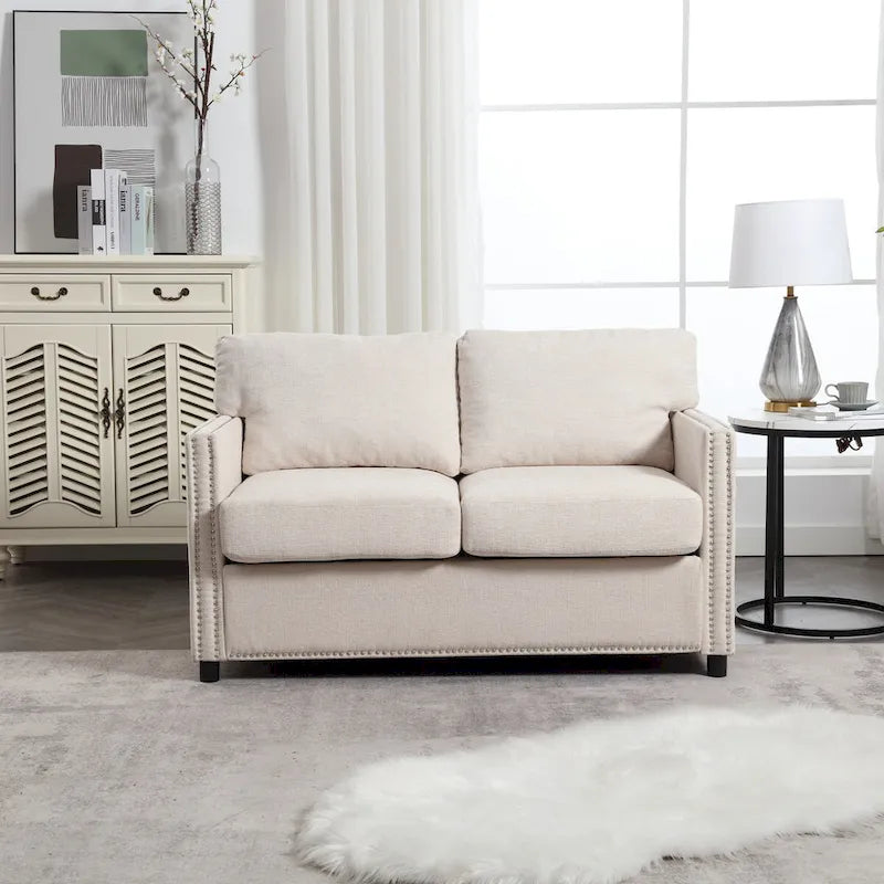 Causeuse moderne en tissu chenille, Canapé 2 places capitonné pour Salon Chambre Appartement