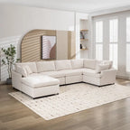 Modern Large U-Shape Sectional Sofa, with Removable Ottomans for Living Room
