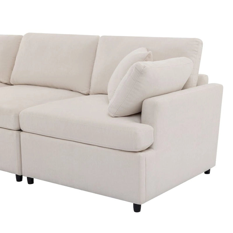 Grand canapé d'angle moderne en U, avec poufs amovibles pour salon