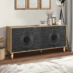 Armoire de rangement à 2 portes, sculptée noire/blanche