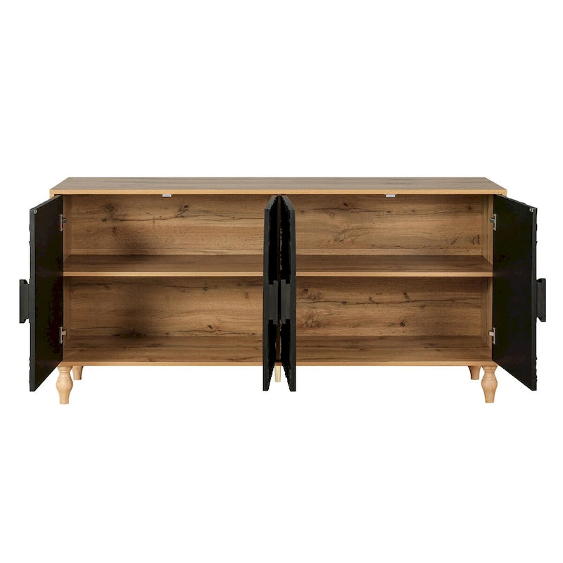 Armoire de rangement à 2 portes, sculptée noire/blanche