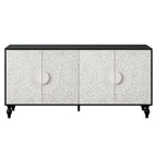 Armoire de rangement à 2 portes, sculptée noire/blanche